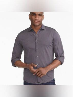 UNTUCKit Men’s Huber Wrinkle-Free Long-Sleeve Button Down Shirt Gray XXL